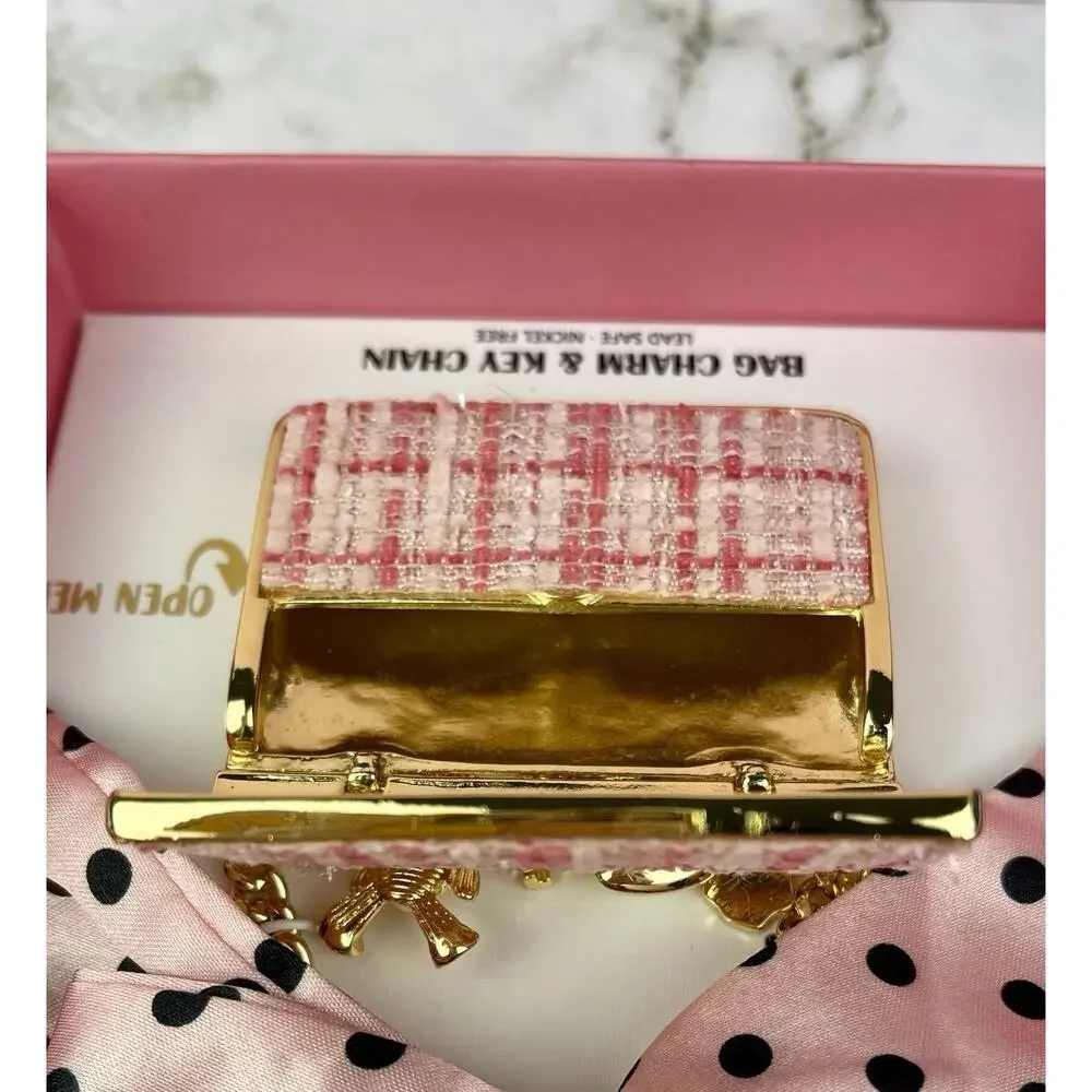 Piper K Parisian Pink Bow Mini Purse Keychain Handbag Charm